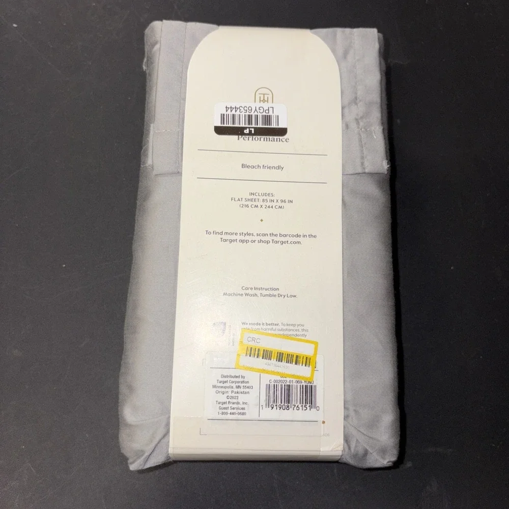 Full 400 Thread Count Performance Flat Sheet Gray - Threshold: Cotton 28322